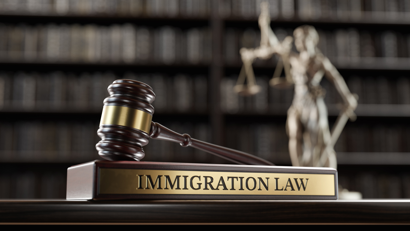 Judge's gavel on a platform titled IMMIGRATION LAW